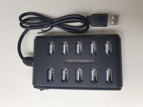 Portable General Purpose Double Row 10-Port USB Hub With Switch