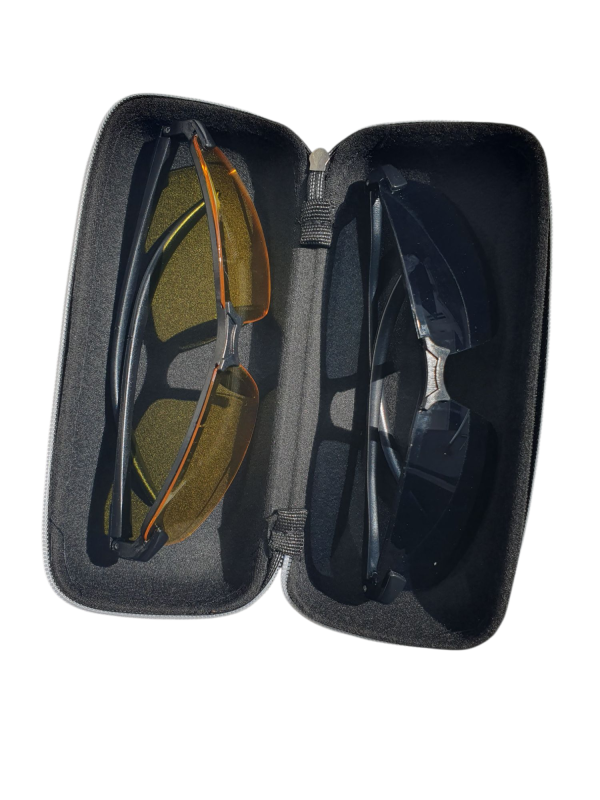 2-Pcs Pro Night Vision Driving Glasses Plus Glass Case, Semi-Rimless Anti-Glare Eyewear, Enhanced Visibility for Safe Nighttime Driving, Suitable for Motorsport Enthusiasts