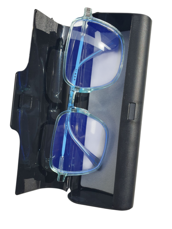2-in-1 Chic Blue Light Blocking Glasses for Women - Anti-Fatigue, Perfect for Computer, TV, Gaming & Phone Use, Transparent Lens with Stylish Square Frame Plus Matte Black Case