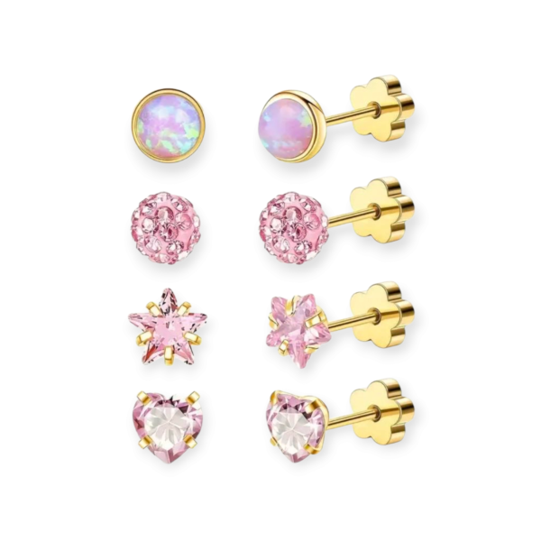 4 Pcs of Women's Hypoallergenic Flat Back Stud Earrings Soft Bone Hoop Earrings Suitable for Men, Women, and young adults